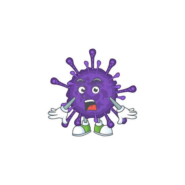 A mascot design of coronavirinae making a surprised gesture — Stock Vector