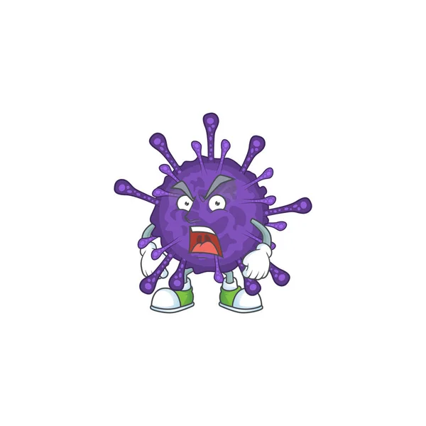 Concepto de diseño de la mascota de Coronavirinae mostrando la cara enojada — Vector de stock