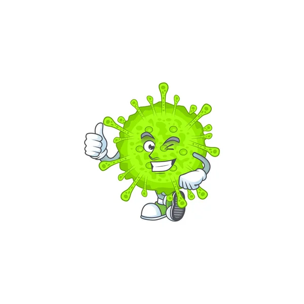 Orthocoronavirinae χαρακτήρας κινουμένων σχεδίων που κάνει Thumbs up δάχτυλο — Διανυσματικό Αρχείο