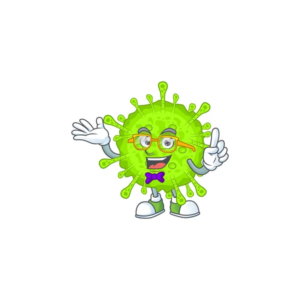 Super Funny orthocoronavirinae ve stylu nerd maskot design — Stockový vektor