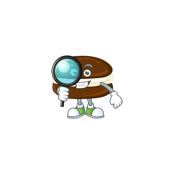 Fresco y elegante whoopie tartas detective mascota estilo de diseño — Vector de stock