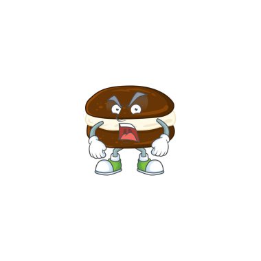 Kızgın yüzünü gösteren maskot tasarımı.