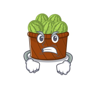 Kızgın yüzlü karpuz meyve sepeti çizgi film karakteri tasarımı