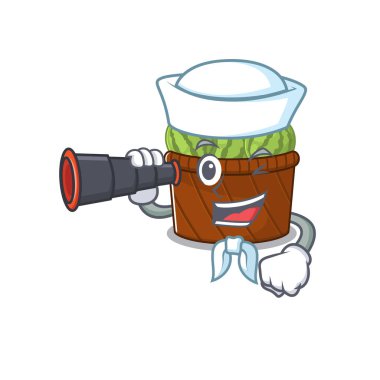 Denizci çizgi filminde karpuz meyve sepeti dürbünlü karakter tasarımı