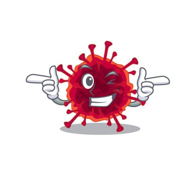 Smiley pedacovirus çizgi film tasarım stili göz kırpmayı gösteriyor