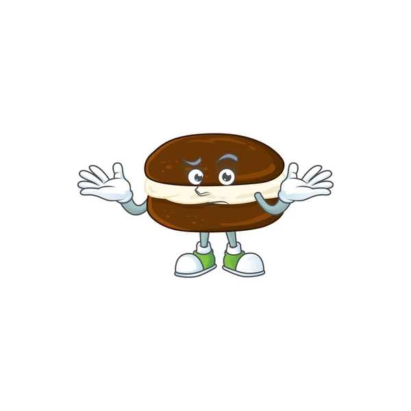 Uma imagem de sorrindo whoopie tortas desenho animado estilo de design de personagem — Vetor de Stock