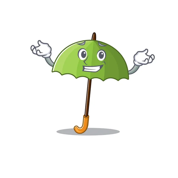 Joyeux visage de parapluie vert style mascotte de dessin animé — Image vectorielle