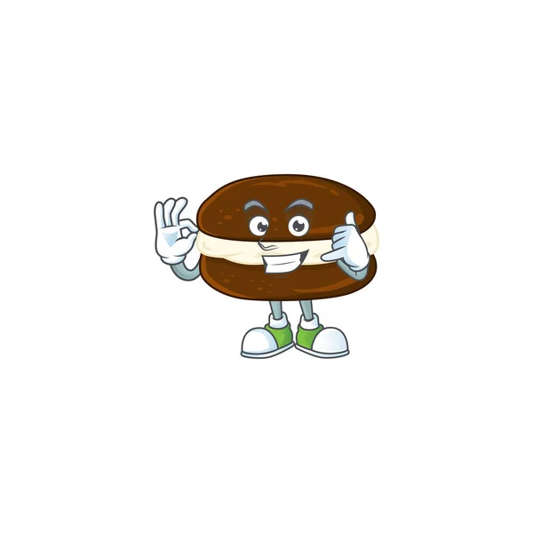 Chame-me gesto engraçado whoopie tortas mascote desenho animado — Vetor de Stock