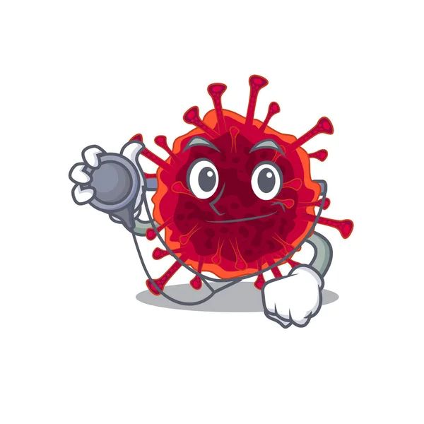 Um pedacovirus elegante em um personagem de desenho animado médico com ferramentas —  Vetores de Stock