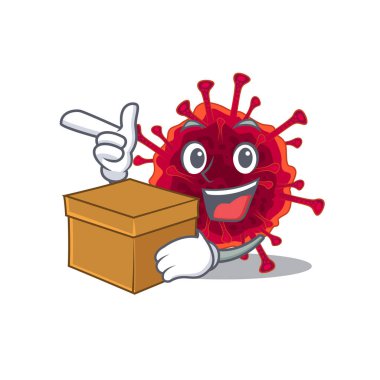 Pedacovirüs çizgi film tasarım tarzının bir kutusu var