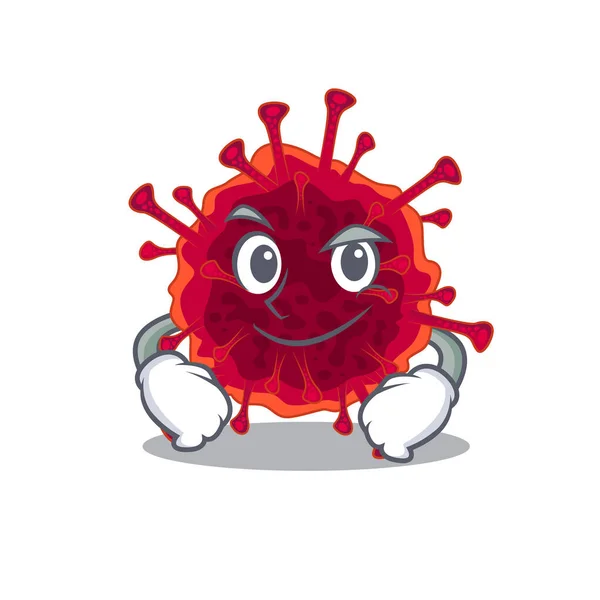 Karakter maskot pedacovirus lucu menunjukkan sikap percaya diri - Stok Vektor