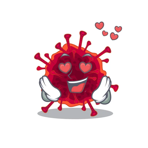 Söt pedacovirus tecknad karaktär visar ett förälskat ansikte — Stock vektor