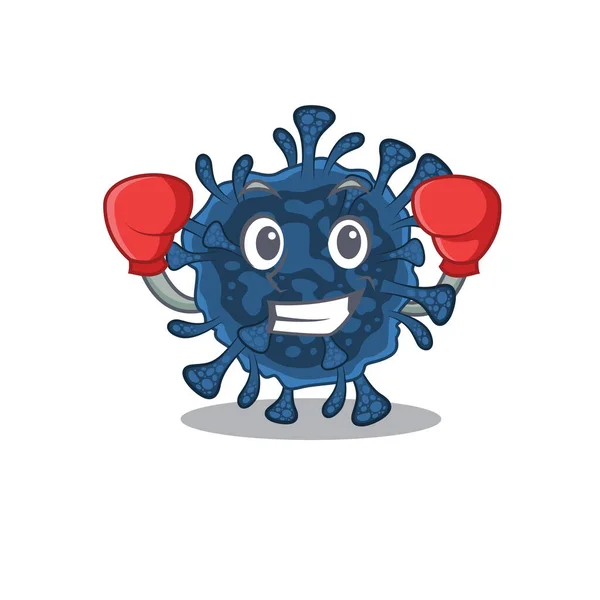 A sporty decacovirus boxing mascot design style — Stock Vector