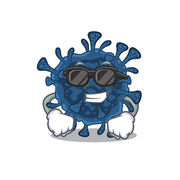 Süper havalı Decacovirus maskotu karakteri siyah gözlük takıyor — Stok Vektör