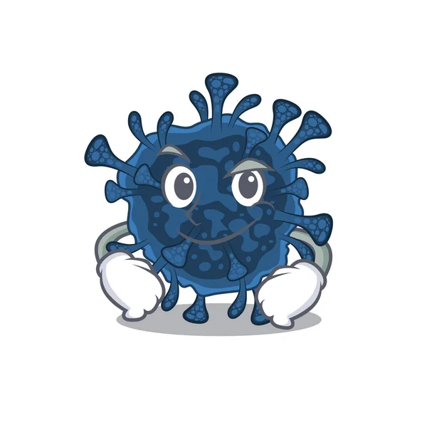 Lustige Decacovirus Maskottchen-Figur zeigt selbstbewusste Geste — Stockvektor