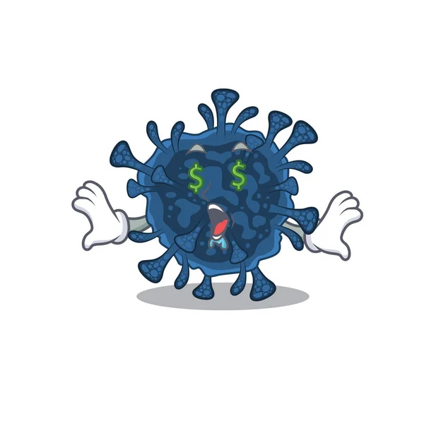 Decacovirus rico con el estilo del personaje de la mascota del ojo del dinero — Vector de stock