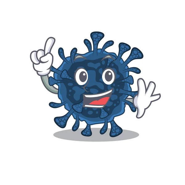 Decaicovirus One Finger in stile personaggio dei cartoni animati mascotte — Vettoriale Stock