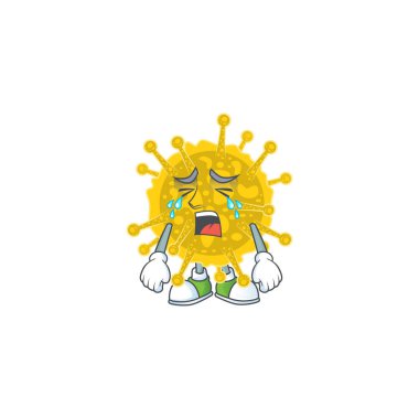 A Crying face of coronavirus pandemic cartoon character design clipart