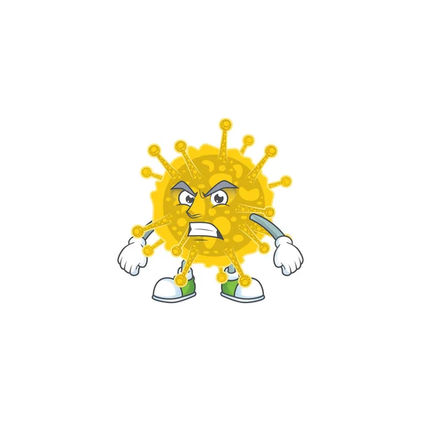 Charmante mascotte de coronavirus pandémie style de conception agitant la main — Image vectorielle