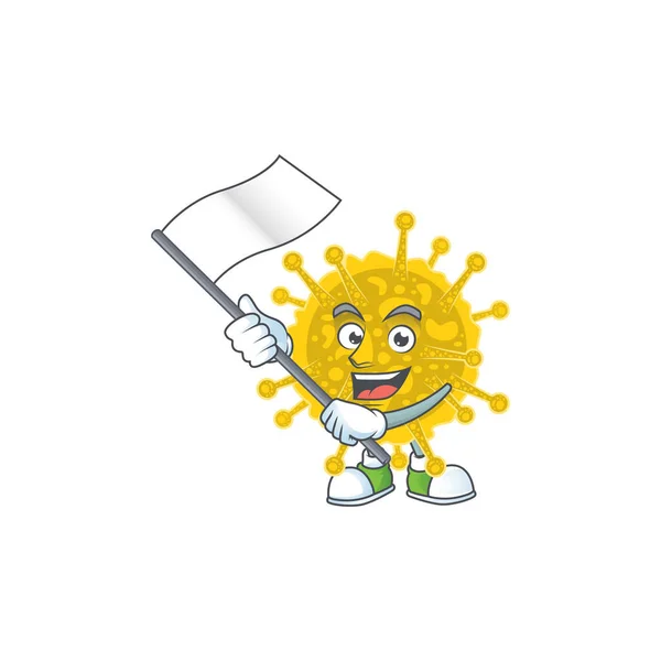 Mascotte patriotique de coronavirus pandémique avec drapeau debout — Image vectorielle