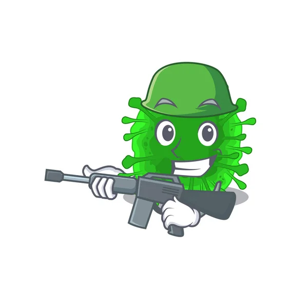 A picture of minunacovirus as an Army with machine gun — Stock Vector