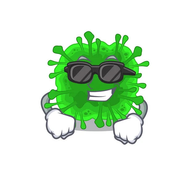 Super cool minunacovirus maskot karaktär bär svarta glasögon — Stock vektor