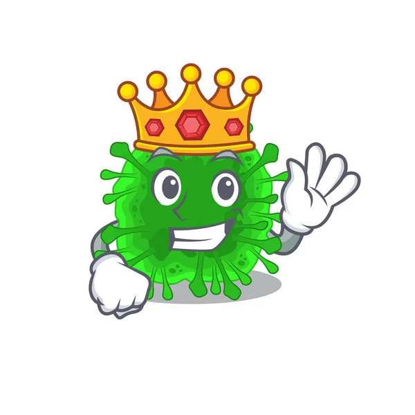 The Royal King of minunacovirus cartoon character design with crown — Stock Vector