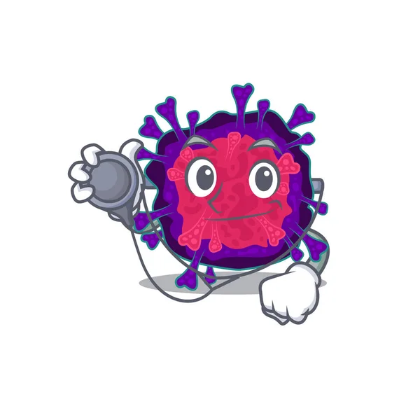 Ένα κομψό nyctacovirus σε ένα χαρακτήρα Doctor Cartoon με εργαλεία — Διανυσματικό Αρχείο
