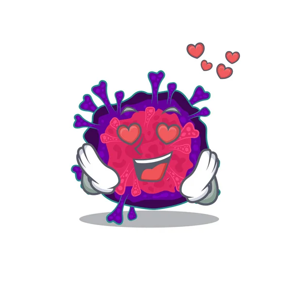Mignon nyctacovirus personnage de dessin animé montrant une chute en amour visage — Image vectorielle
