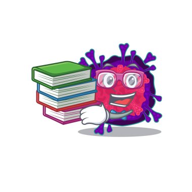 Nistakovirüs maskotu tasarımı üzerine kitap yazan çalışkan bir öğrenci.