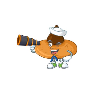 Denizci çizgi film karakter dizaynında dürbünlü kurabiyeler öp