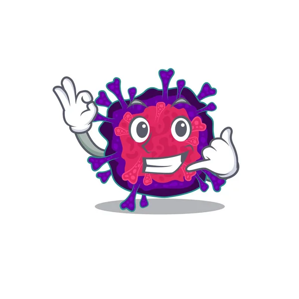 Nyctacovirus mascot cartoon design showing Call me gesture — Stock Vector