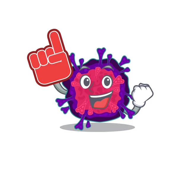 Nyctacovirus mascote estilo cartoon com dedo de espuma — Vetor de Stock