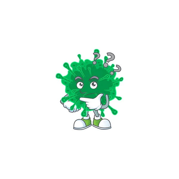 Niedliche Coronavirus Lungenentzündung Cartoon-Figur mit einem Mikrofon — Stockvektor
