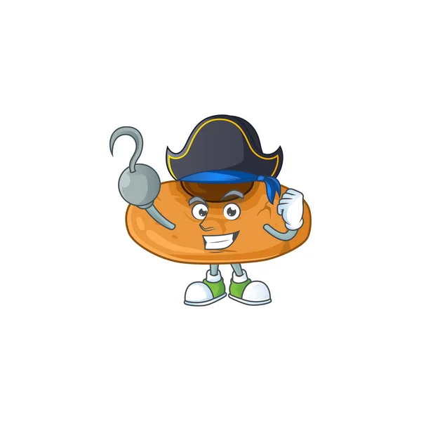 Una mano Pirata stile disegno dei cartoni animati di biscotti bacio indossa un cappello — Vettoriale Stock