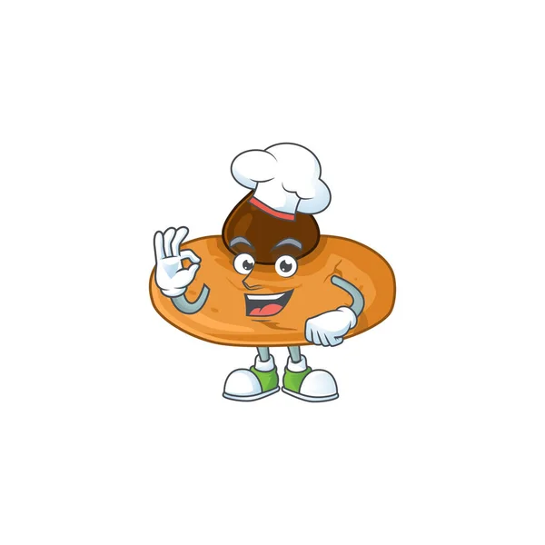 Een schilderstuk van kus koekjes cartoon karakter dragend witte chef hoed — Stockvector