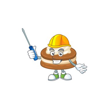 Cool otomotiv çizgi film karakteri beyaz krema alfajor