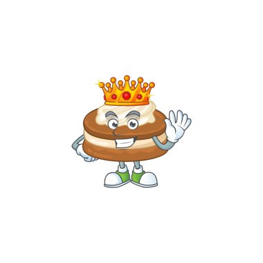 Karizmatik beyaz krema kralı alfajor çizgi film karakteri tasarımı