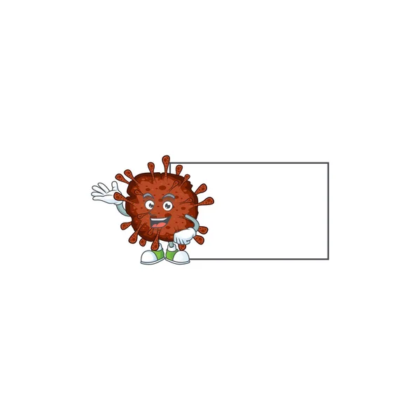 Infección coronavirus con tablero de dibujos animados estilo de diseño de la mascota — Archivo Imágenes Vectoriales
