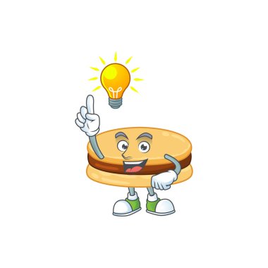 Kahverengi alfajor maskot karakter tasarımı ve şirin bir fikri var. Vektör illüstrasyonu