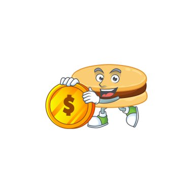 Maskot karakteri tarzı kahverengi alfajor bir parmak hareketi gösteriyor. Vektör illüstrasyonu