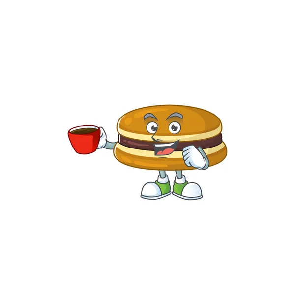 Dorayaki Mascotte Design Stijl Met Een Gebaar Vectorillustratie — Stockvector