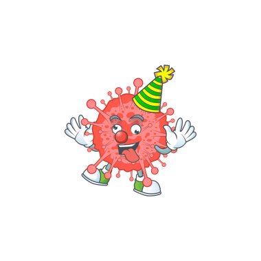Cute and Funny Clown coronavirus disaster presented in cartoon character design concept. Vector illustration clipart