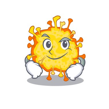 Komik minacovirüs maskotu karakteri kendine güvenini gösteriyor.