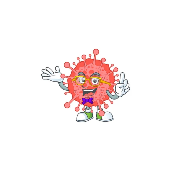 Süper Komik Coronavirus Faciası Inek Maskot Tasarımı Tarzında Vektör Illüstrasyonu — Stok Vektör