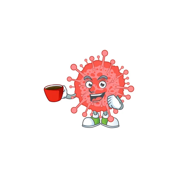 Estilo Design Mascote Desastre Coronavirus Mostrando Gesto Ilustração Vetorial —  Vetores de Stock