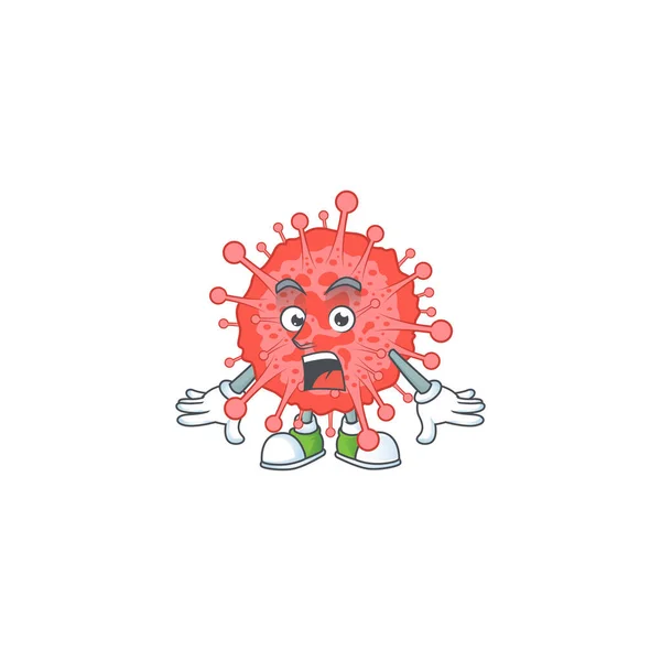 Diseño Mascota Del Desastre Del Coronavirus Haciendo Gesto Sorprendido Ilustración — Vector de stock