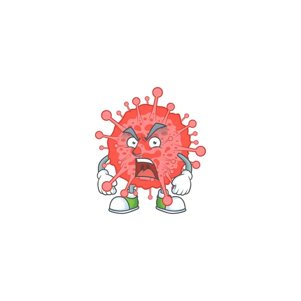 Conceito Design Mascote Desastre Coronavirus Mostrando Rosto Irritado Ilustração Vetorial — Vetor de Stock