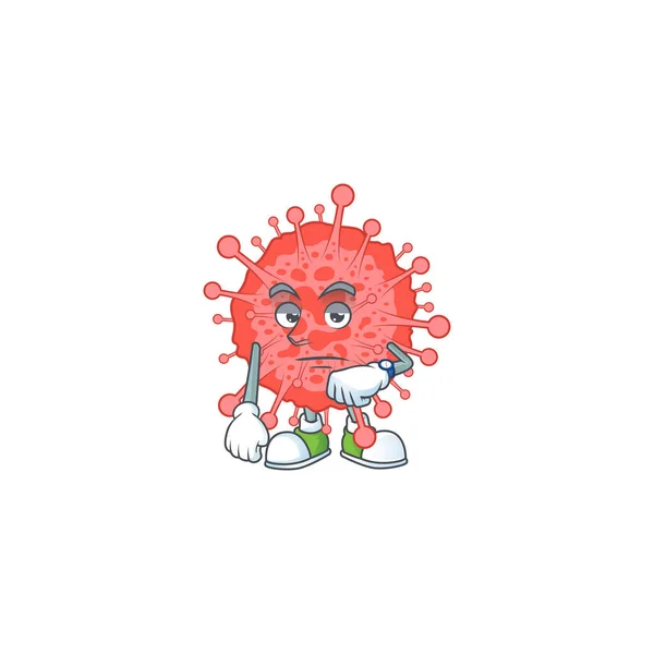 Tecknad Ikon Coronavirus Katastrof Med Väntande Gest Vektorillustration — Stock vektor
