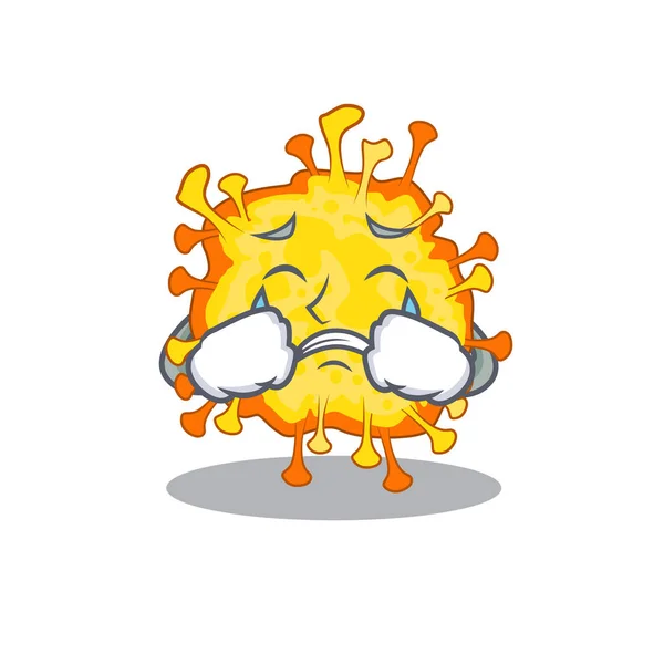 A Crying minacovirus cartoon mascot design style — Stock Vector